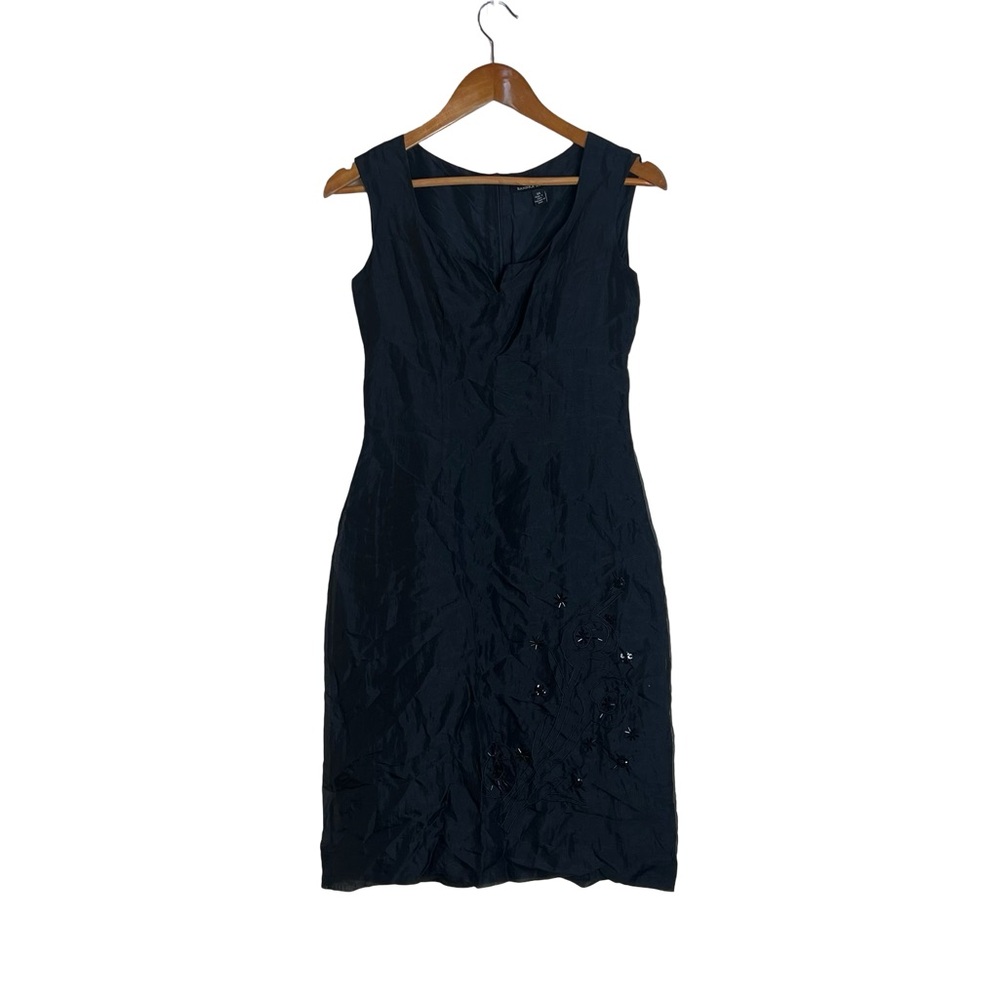 Sandra Angelozzi black 100% silk beaded shift dress‎